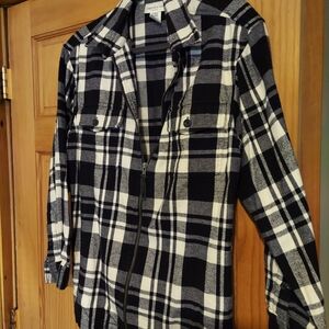 Jones New York Sport Womens Black and White Plaid Shirt Jacket Size Medium